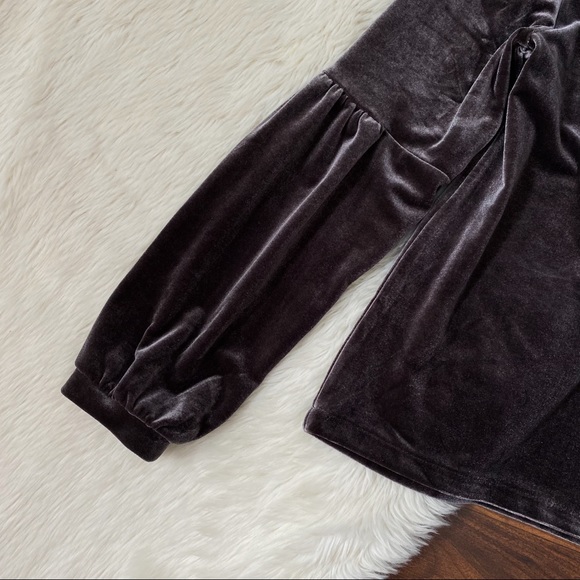 Madewell Velvet Bubble-Sleeve Top Mauve - Picture 6 of 8